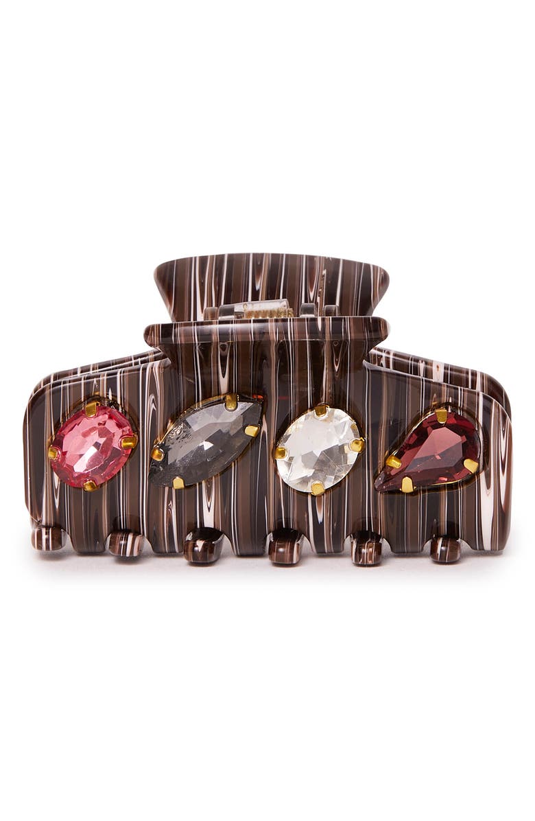 Lele Sadoughi Mini Crystal Claw Clip, Main, color, Hickory
