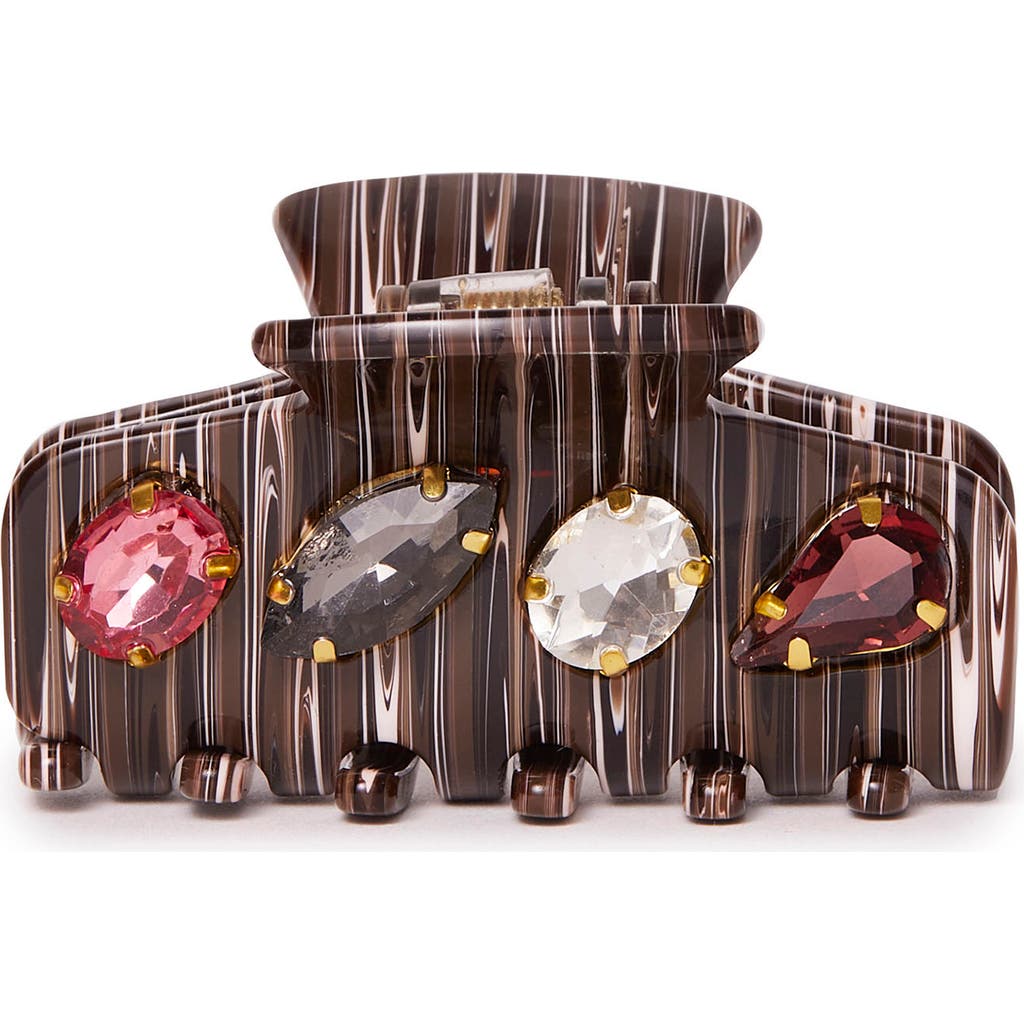 Lele Sadoughi Mini Crystal Hair Claw Clip In Brown
