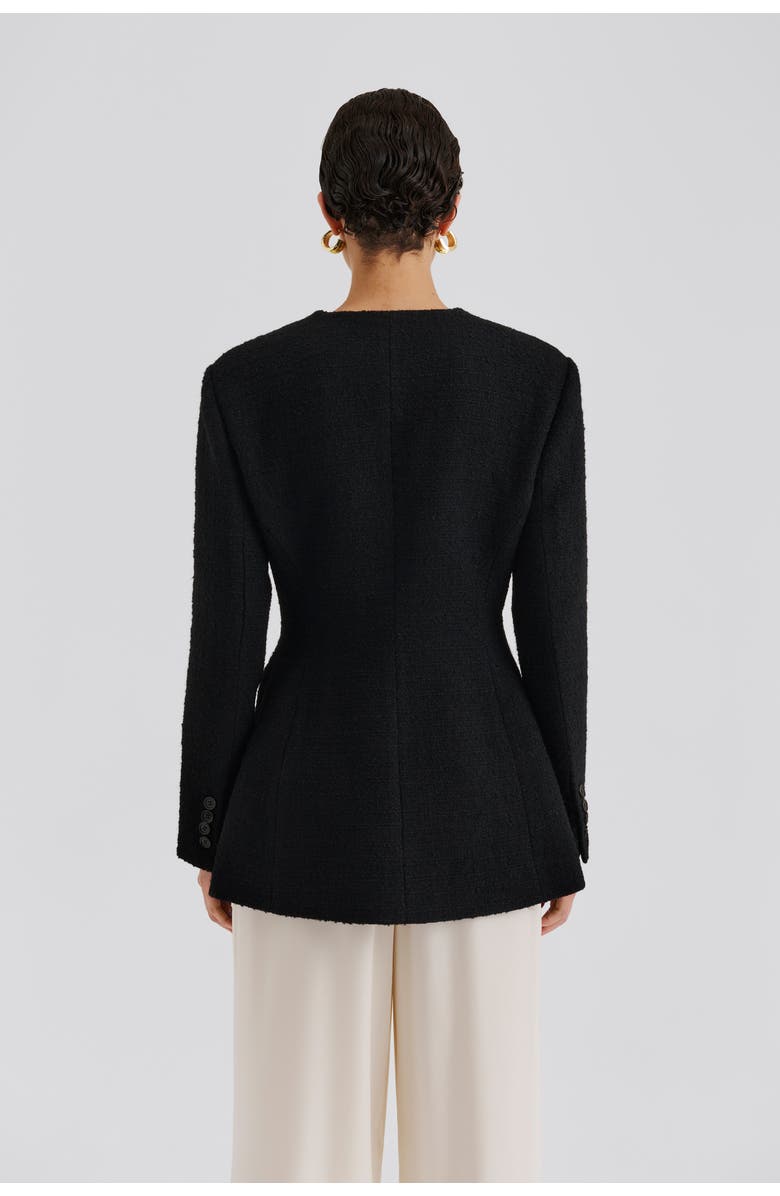 Malina Carol Fitted Round Neck Blazer, Alternate, color, Black