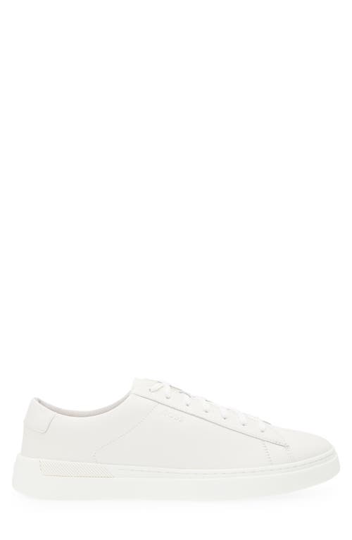 Hugo Boss Boss Grained Leather Sneaker In White