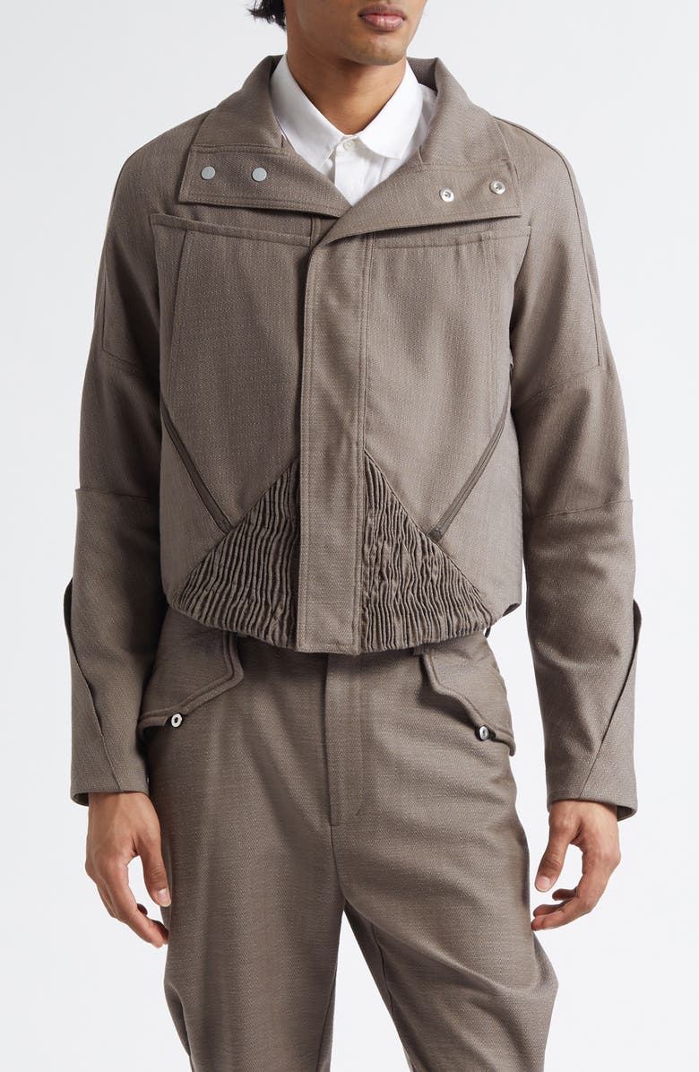 KIKO KOSTADINOV Zafar Herringbone Crop Jacket, Main, color, 