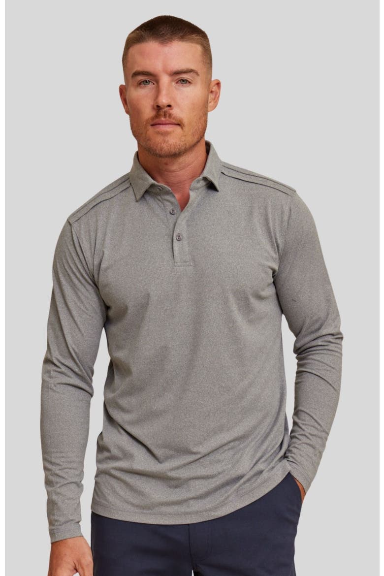 The Voyager Long Sleeve Polo, Main, color, Light Grey Heather