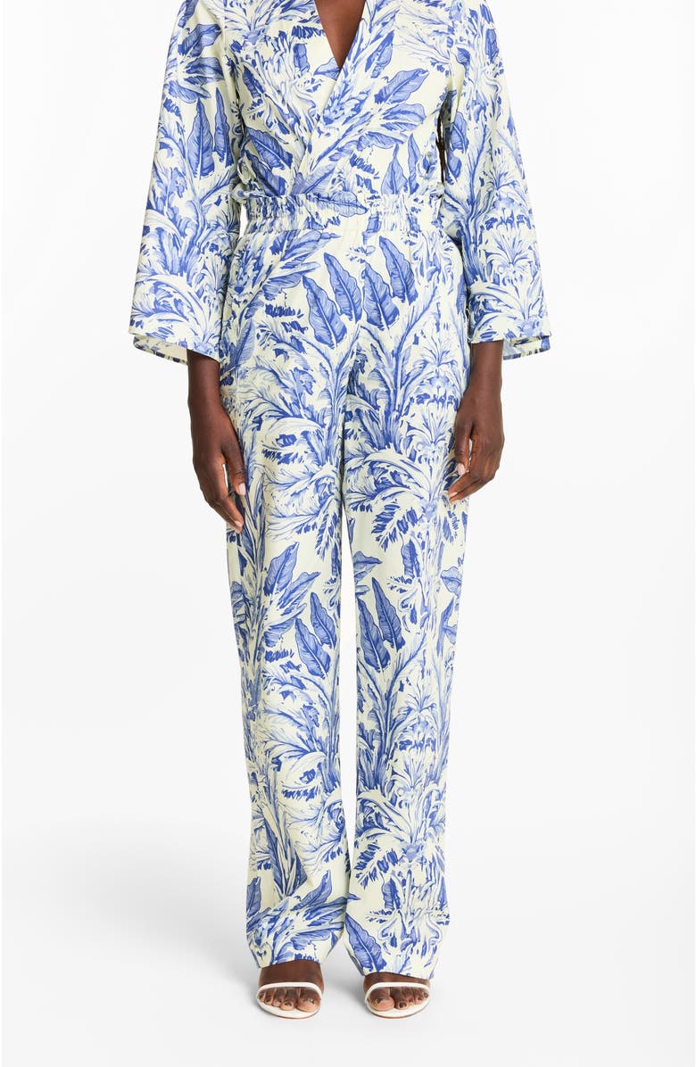 DIARRABLU Leer Pants Toile Blu in Printed Cotton Poplin, Alternate, color, Toile Blu