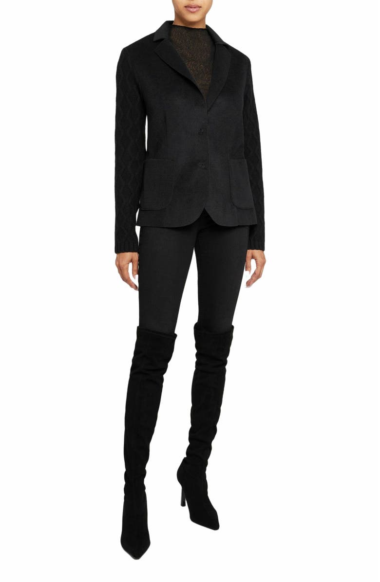 Santorelli COLEY Relaxed Fit Jacket with Wool Cashmere Knit Sleeves, Alternate, color, Black