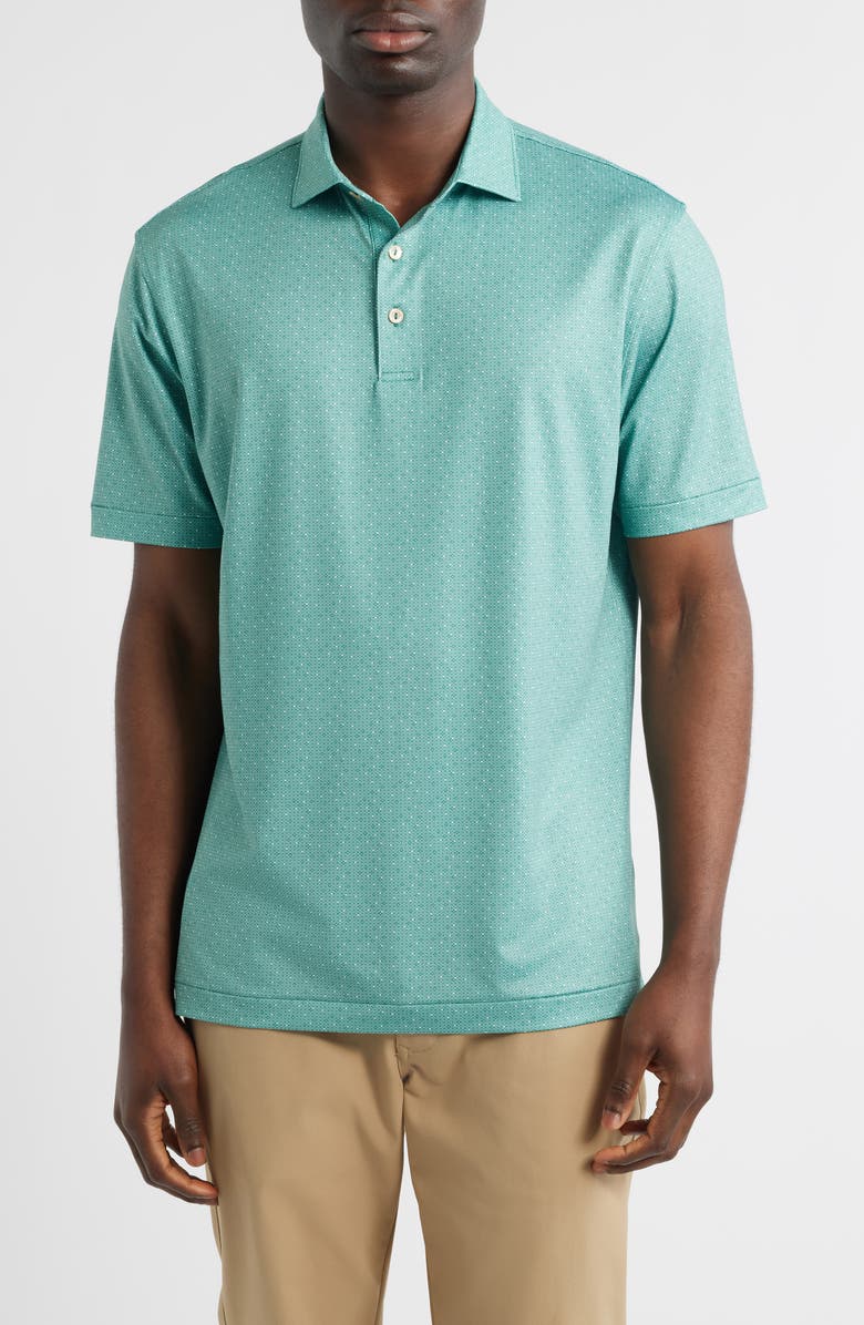 Peter Millar Dashwood Microprint Performance Jersey Polo, Main, color, Snow Pea