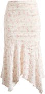 All in Favor Print Lace Ruffle Handkerchief Hem Maxi Skirt
