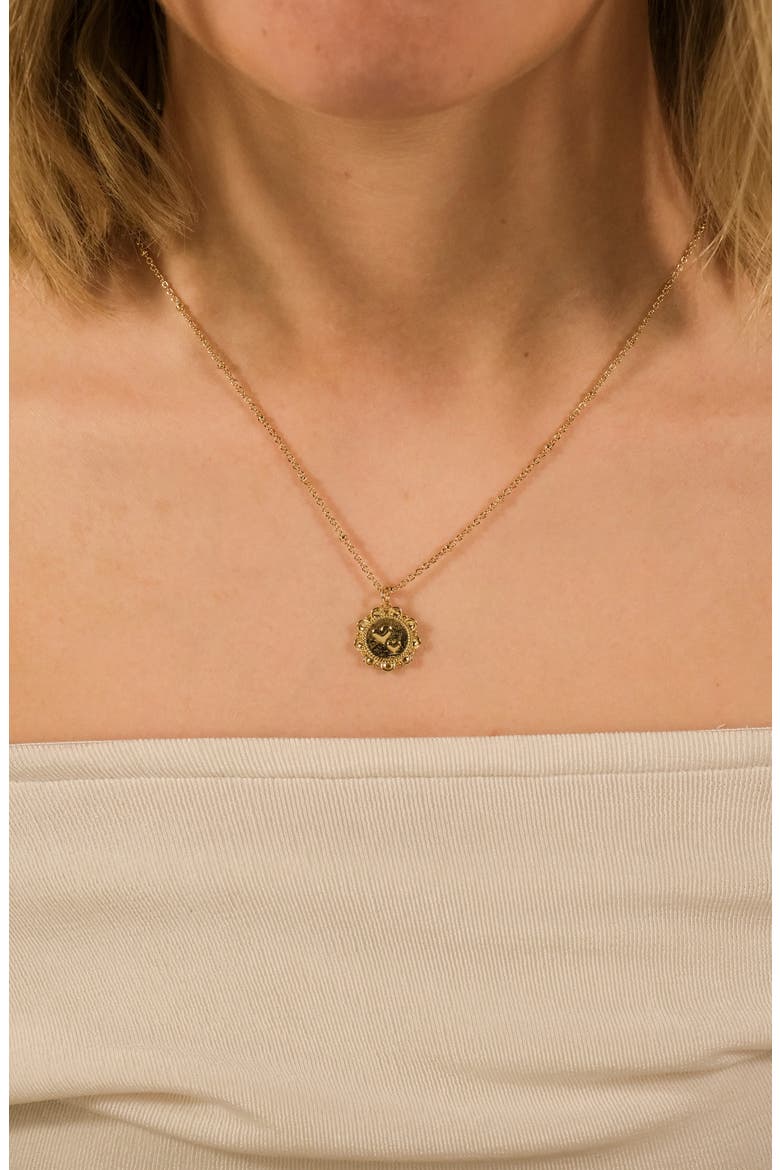14K Yellow Gold Plated Rope Heart Medallion Pendant Necklace, Alternate, color, GOLD