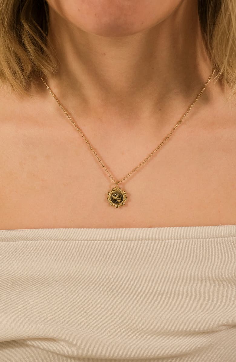 Sterling Forever 14K Yellow Gold Plated Rope Heart Medallion Pendant Necklace, Alternate, color, Gold