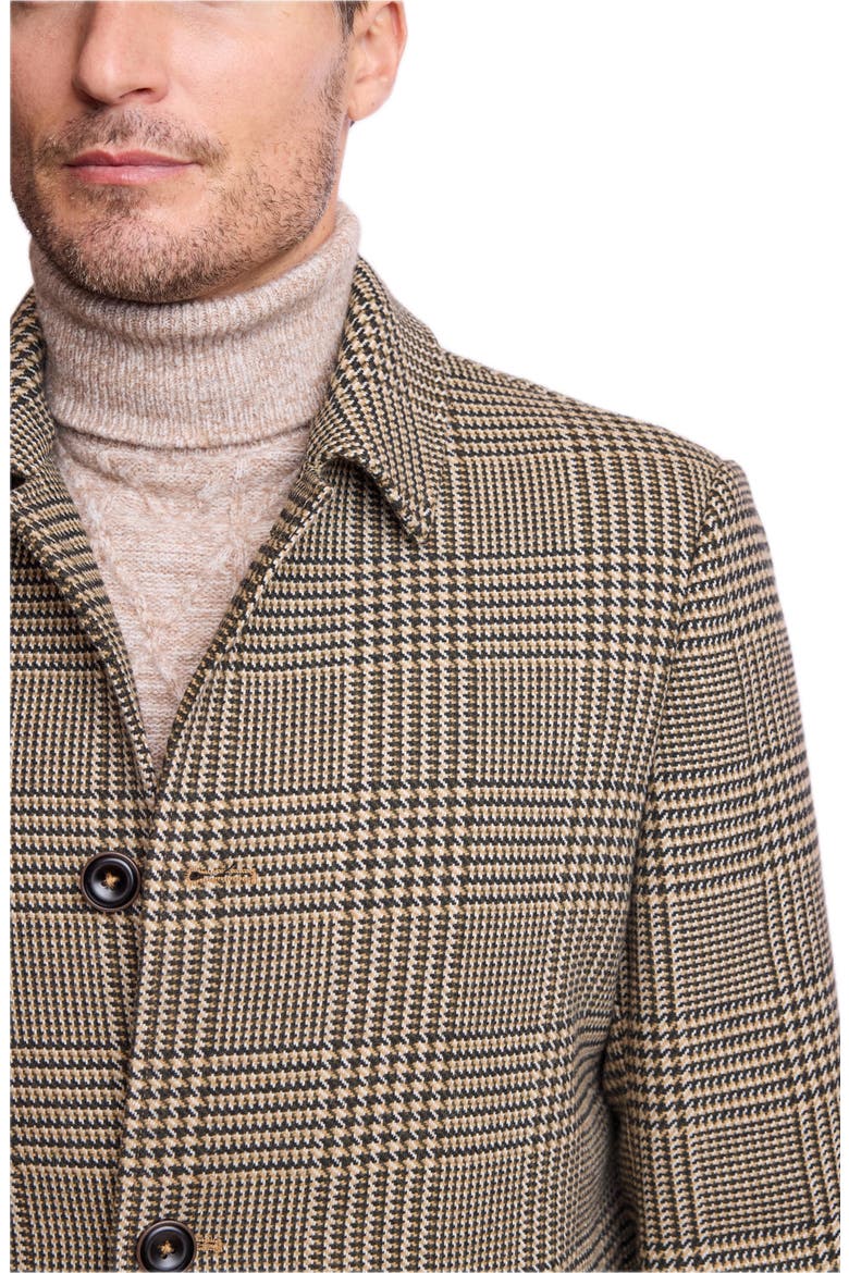 Houndstooth Stretch Overcoat, Alternate, color, BLACK TAN OLIVE HOUNDS