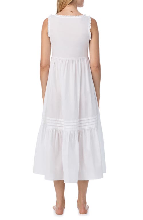 Eileen West Lace Trim Sleeveless Cotton Ballet Nightgown In White