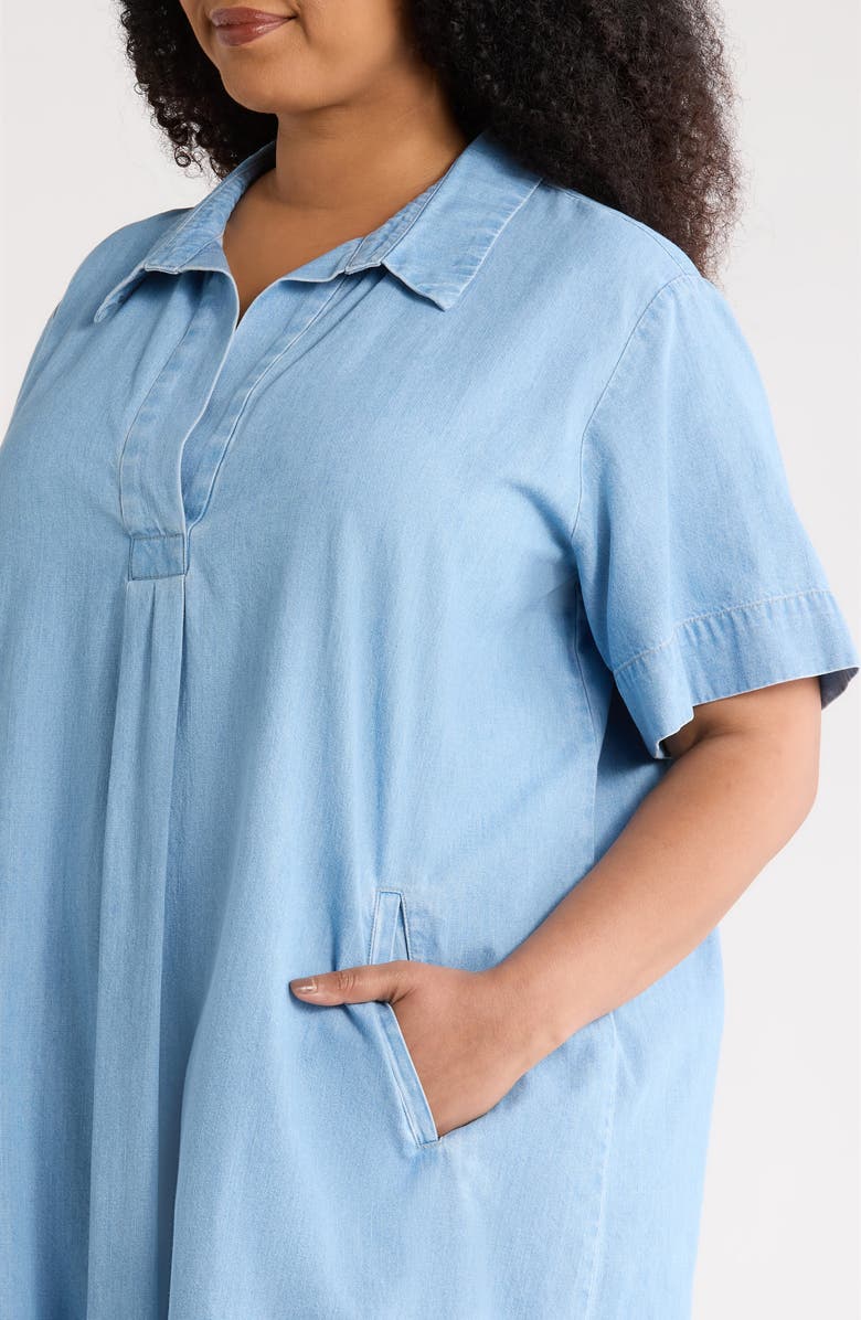 Eileen Fisher Classic Chambray Shift Dress, Alternate, color, Light Wash