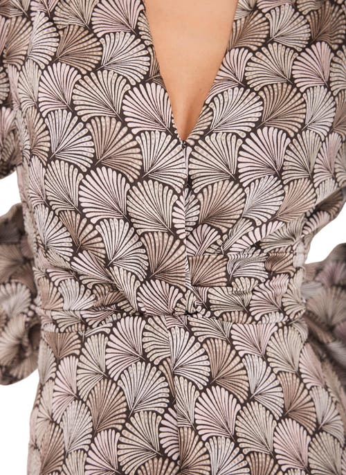 Mint Velvet Geo Long Sleeve Print Midi Dress In Neutral