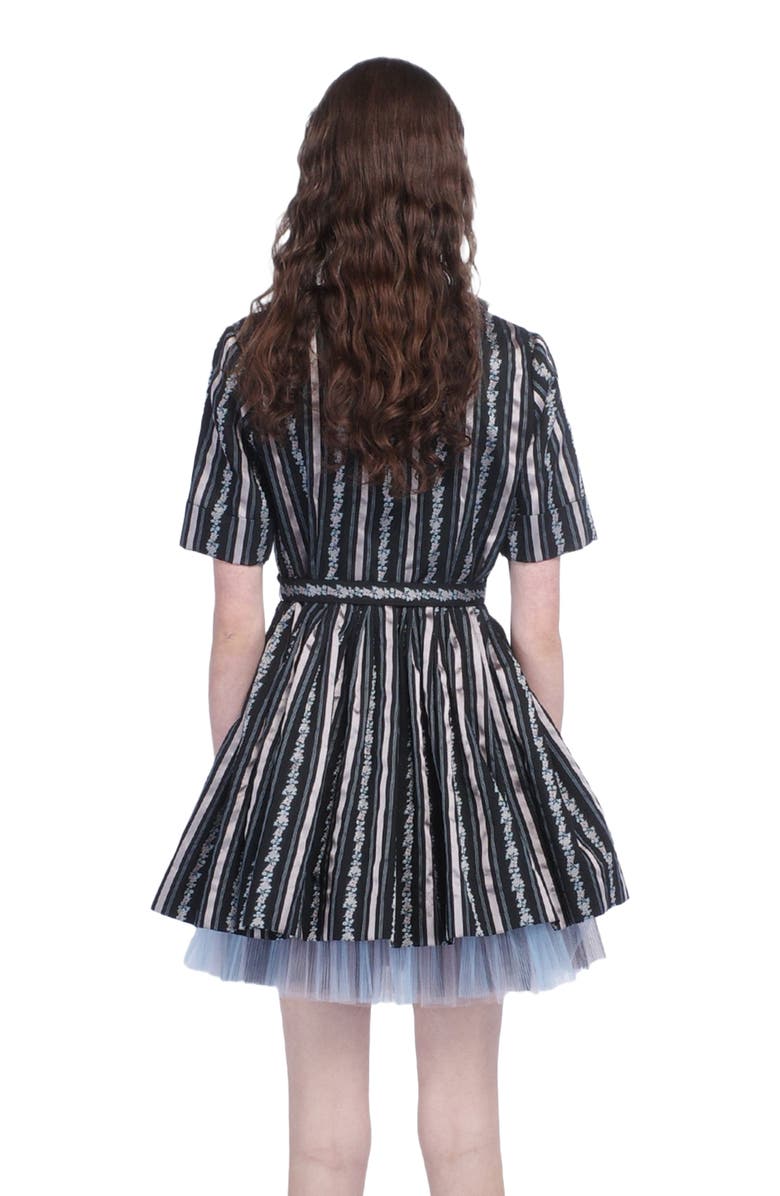 Anna Sui Ribbon Roses Belted Mini Dress, Alternate, color, Black Multi