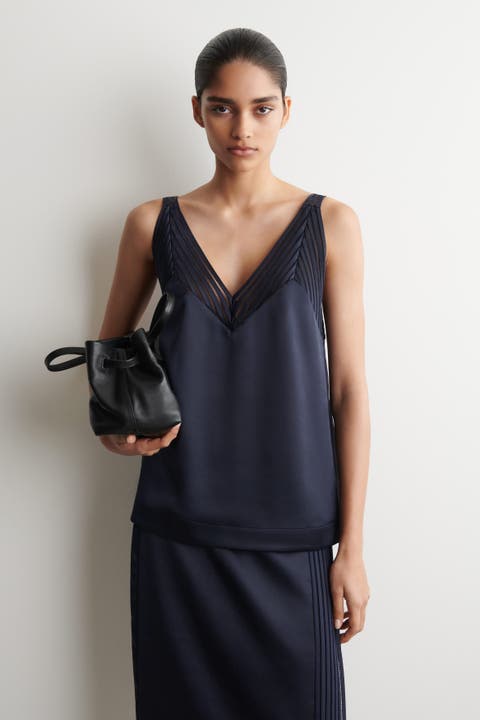 Open-stitch Satin Cami Top
