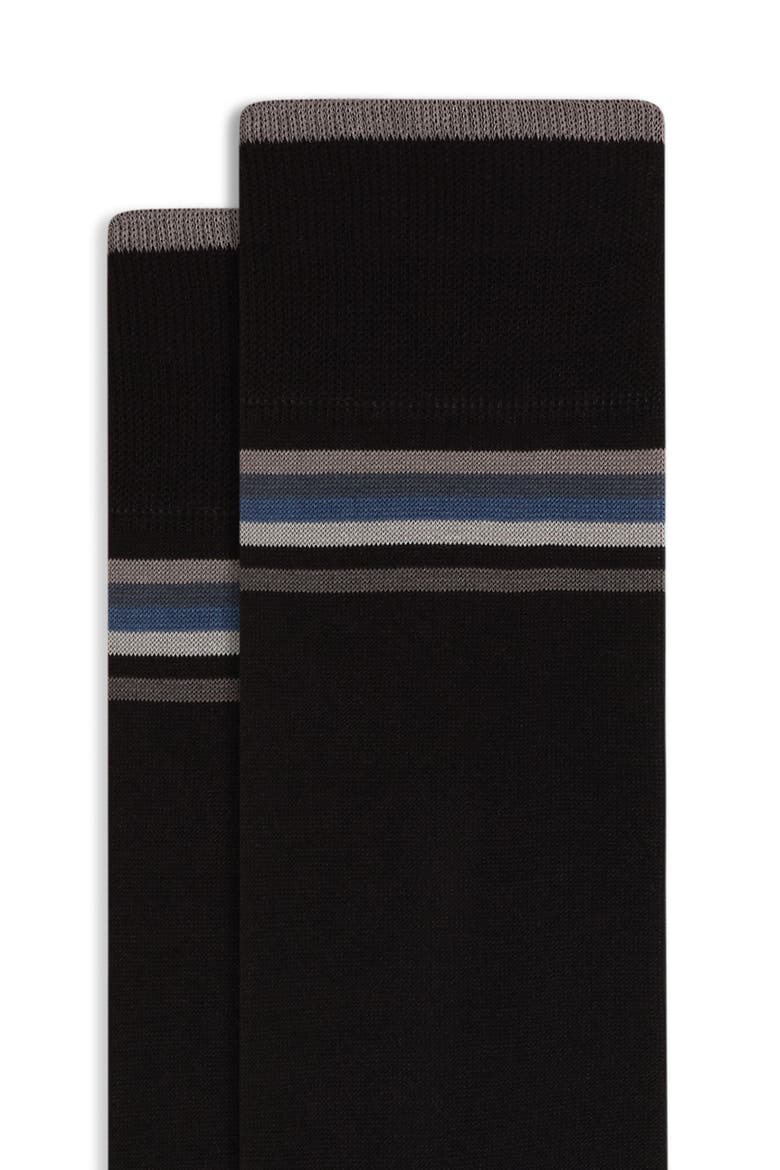 Stripe Block Cotton Blend Dress Socks, Alternate, color, BLACK
