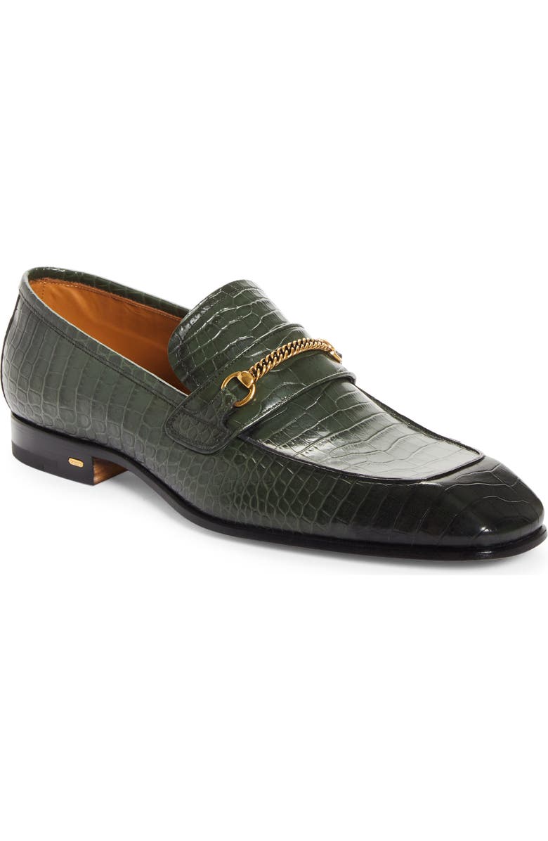 TOM FORD Bailey Chain Croc Embossed Loafer, Main, color,