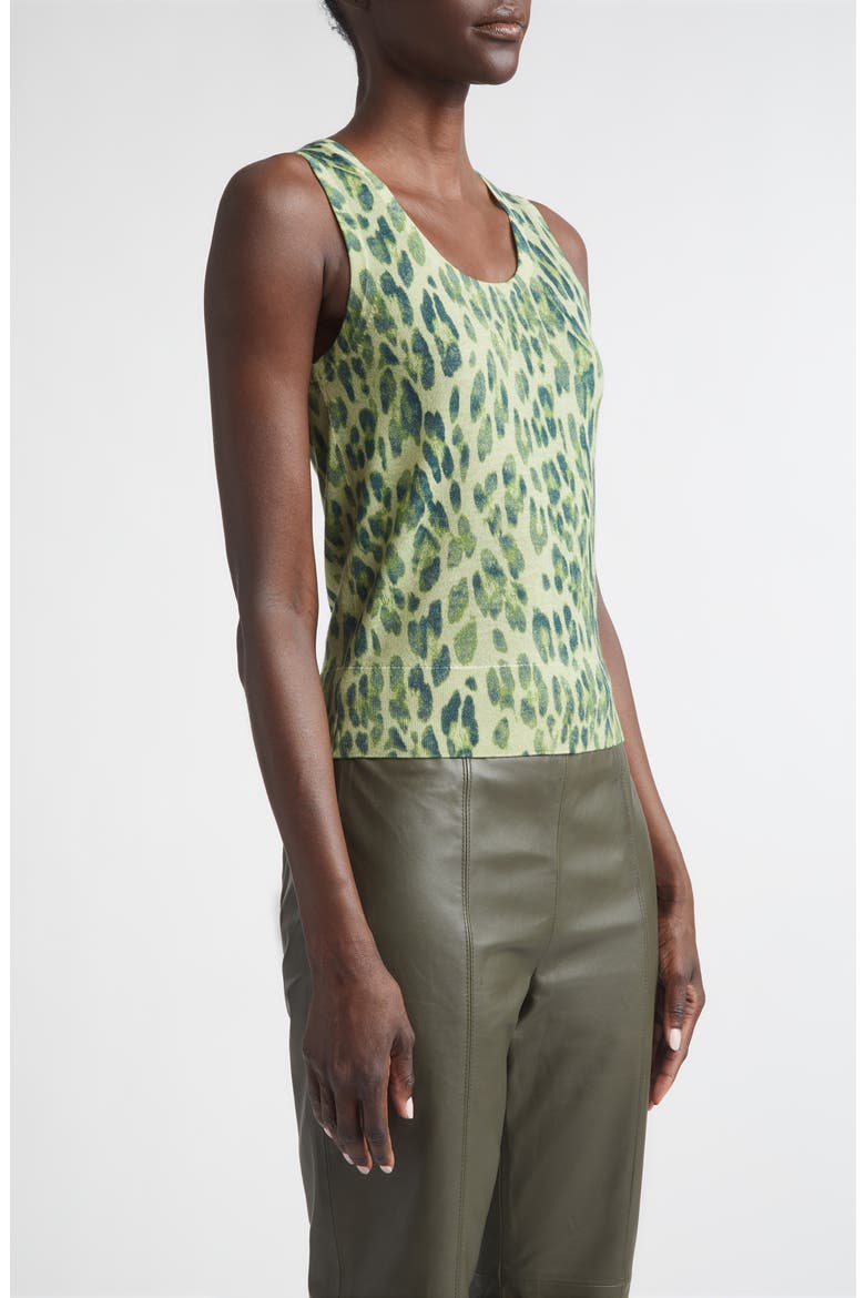Fine Gauge Leopard Print Wool Blend Sweater Vest, Alternate, color, OLIVE MULTI ANIMAL PRINT