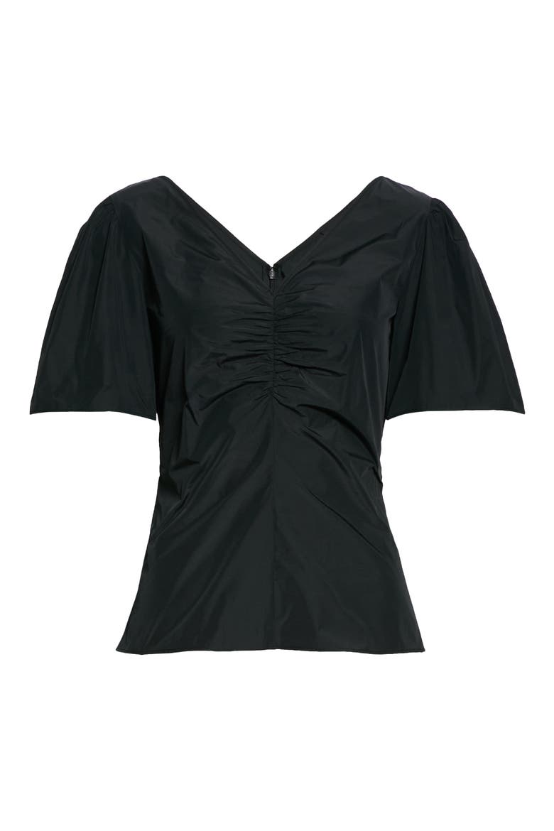 Ruched Front Woven Top, Alternate, color, CAVIAR