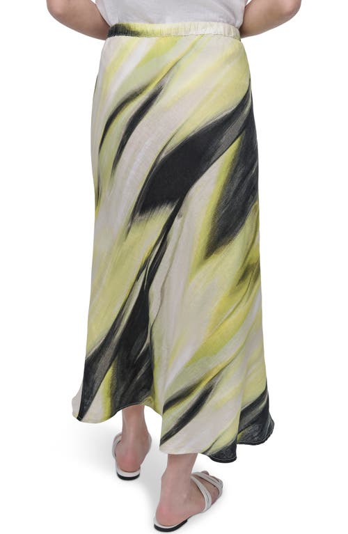 Dkny Print Fray Linen Maxi Skirt In Linen Mult