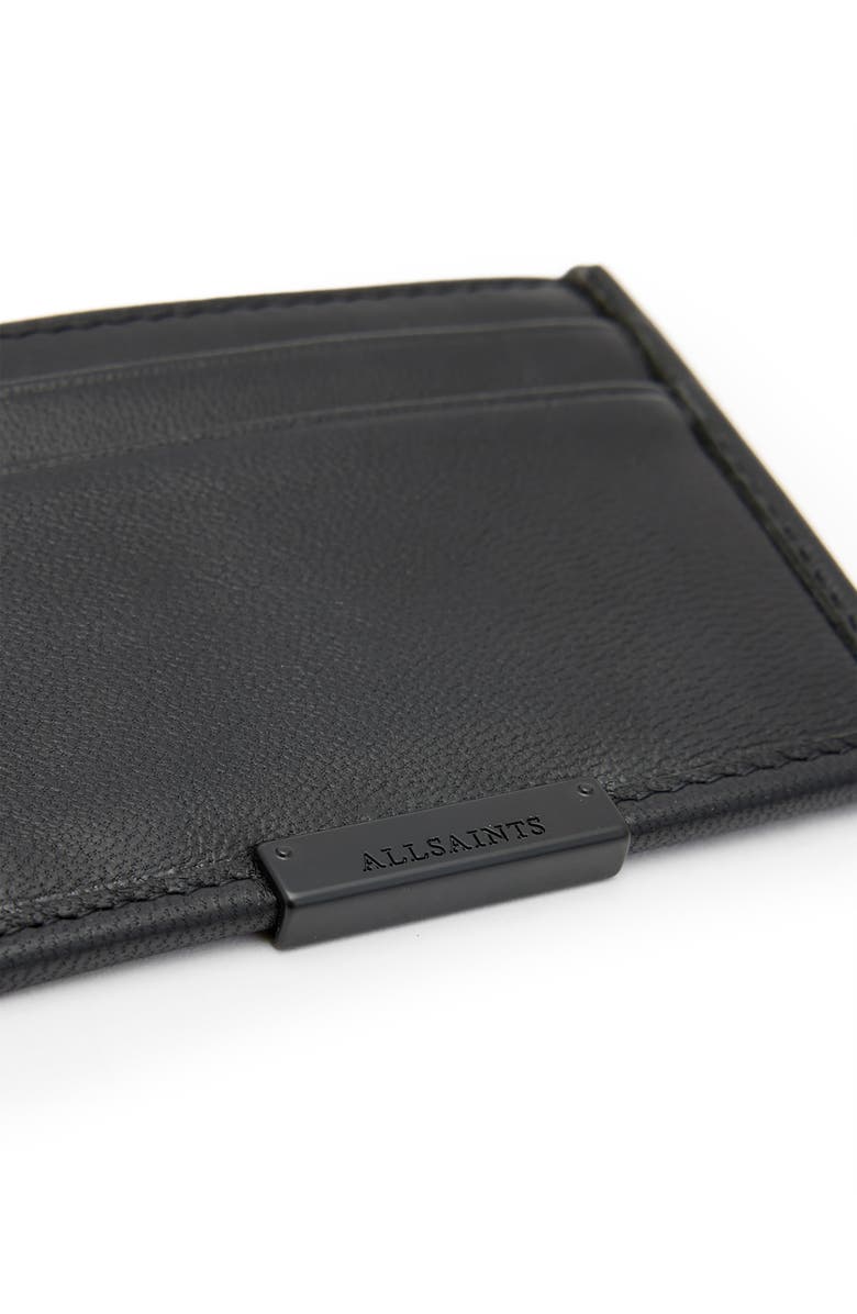 AllSaints Dove Leather Cardholder, Alternate, color, Black
