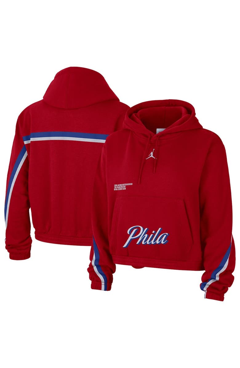 Jordan Brand Women's Jordan Brand Red Philadelphia 76ers Courtside Statement Edition Pullover Hoodie, Main, color, Red