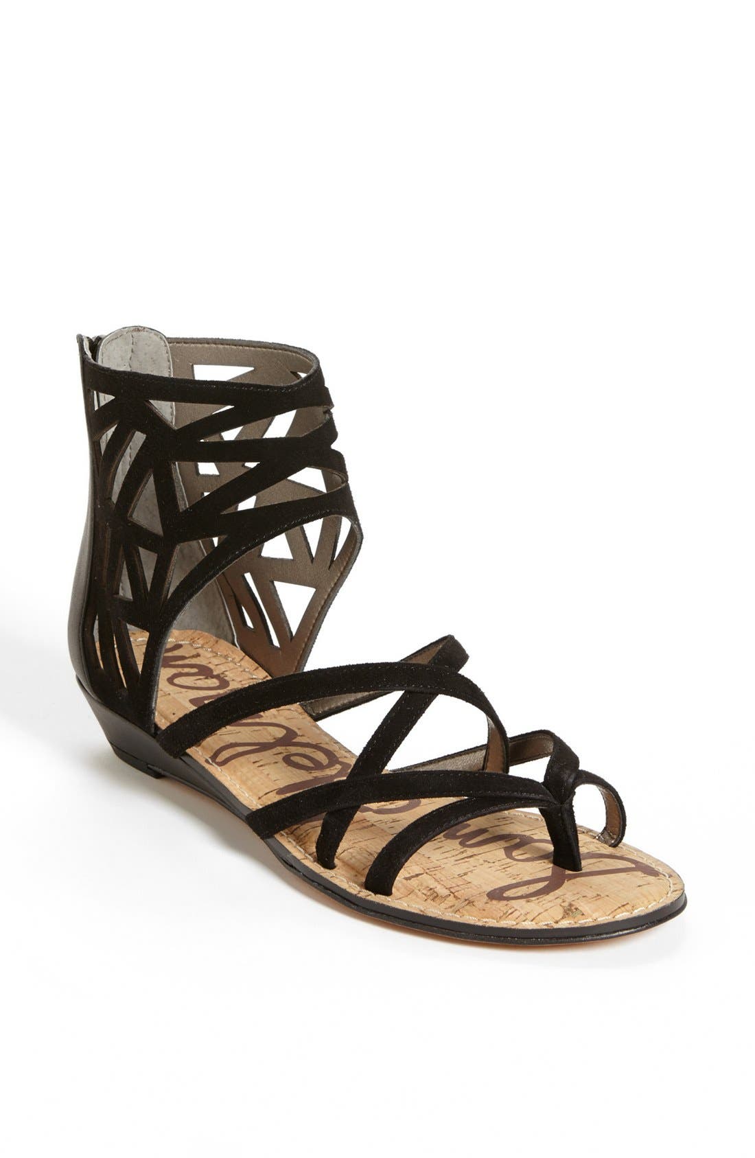 'Dana' Leather Sandal, Main, color, BLACK