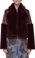 Avec Les Filles Faux Fur & Faux Leather Moto Jacket