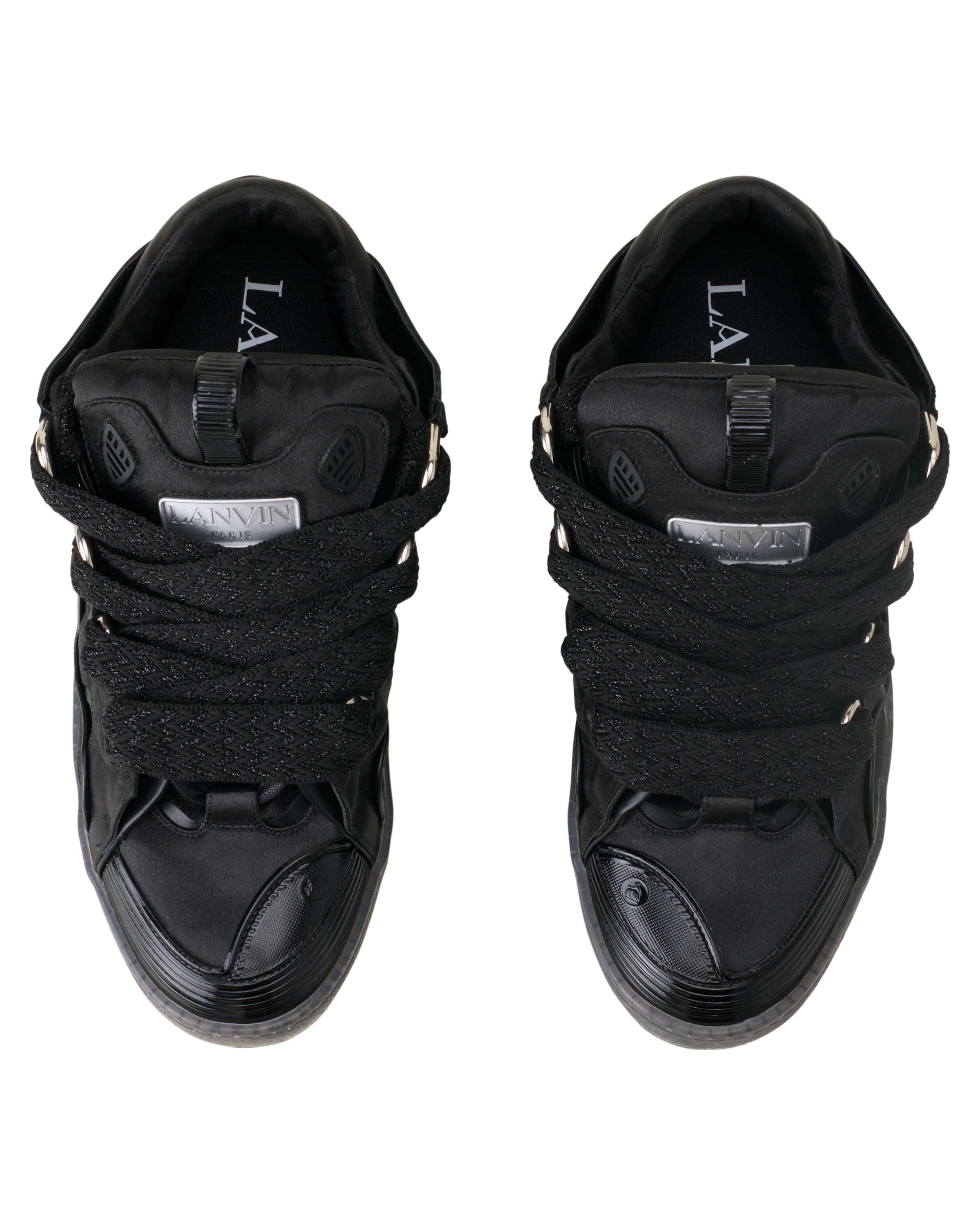 Lanvin Curb Sneakers In Satin, Alternate, color, Black