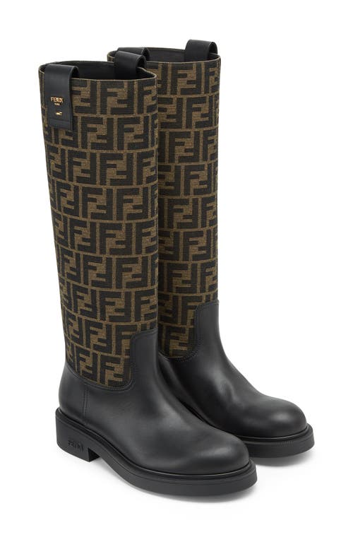 Fendi Filo Knee High Boot In Nero/tabacco Nero
