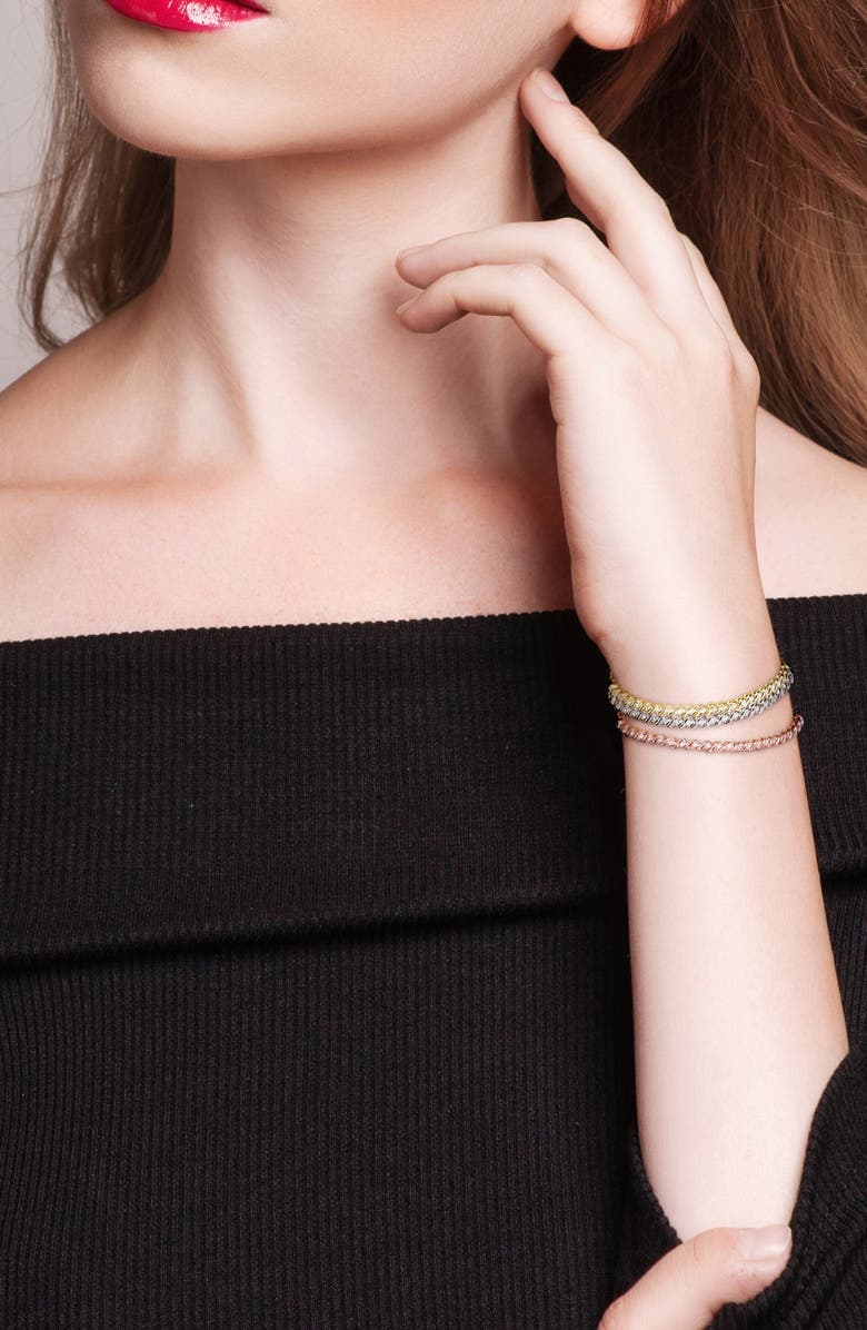 DELMAR Set Of 3 Diamond Slider Bracelets - 0.73ct., Alternate, color, Silver Multi