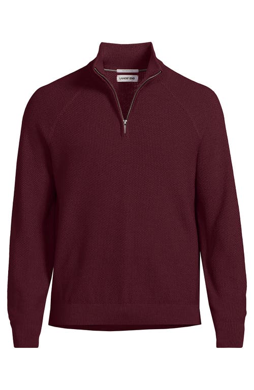 Lands' End Long Sleeve Washable Merino Wool Quarter Zip Sweater In Brown