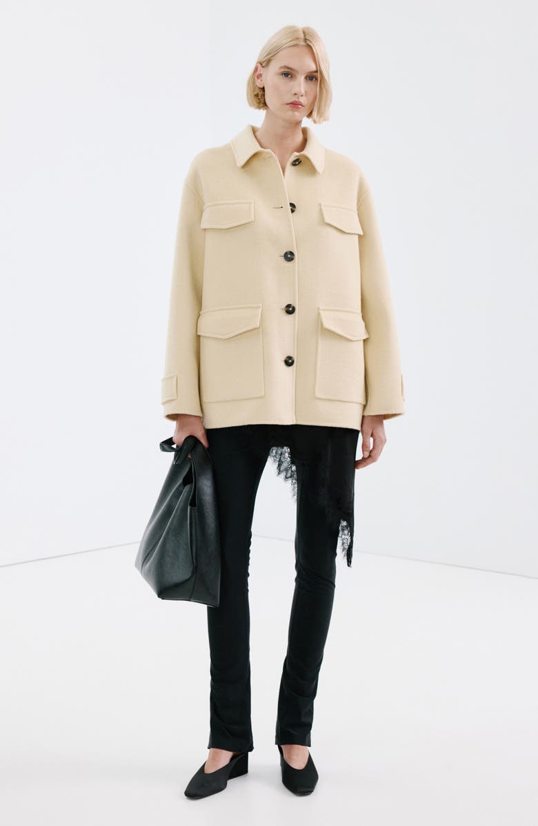 MANGO Wool Blend Jacket, Alternate, color, Vanilla