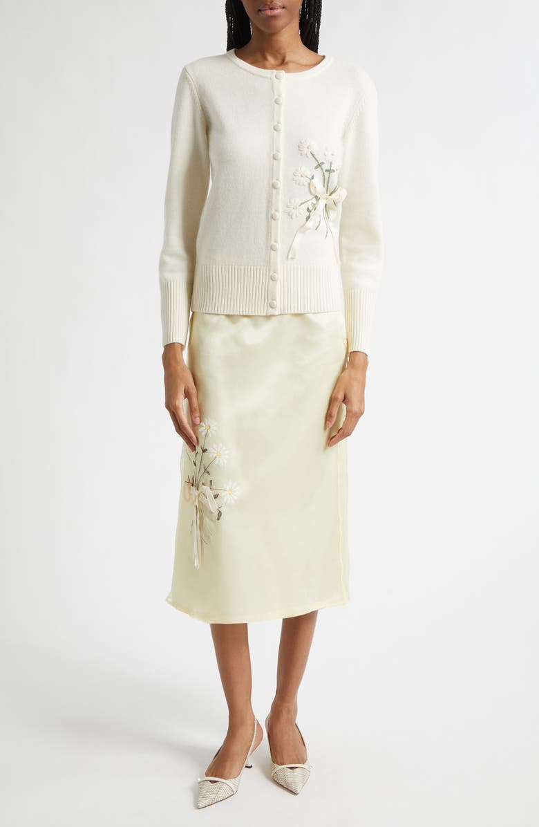 Tanner Fletcher Gender Inclusive Lisel Embroidered Daisy Silk Organza, Alternate, color, Yellow