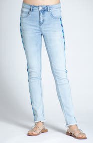 APNY Emma Embroidered Frayed Skinny Jeans