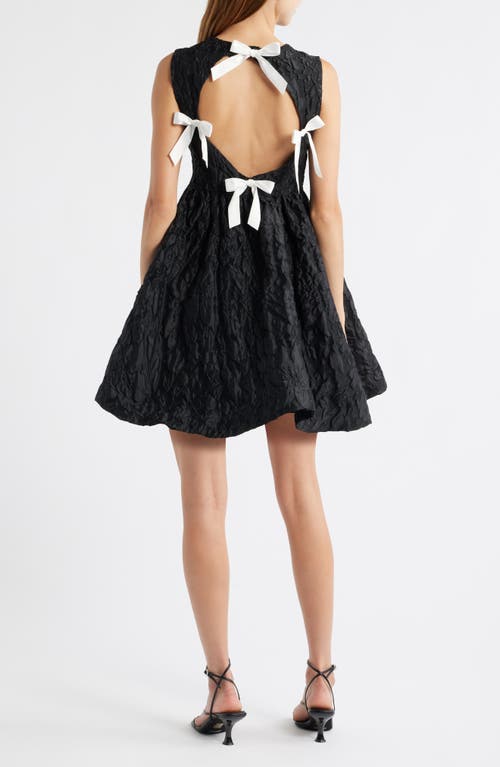 Sister Jane Structured Jacquard Mini Dress With Pockets In Black
