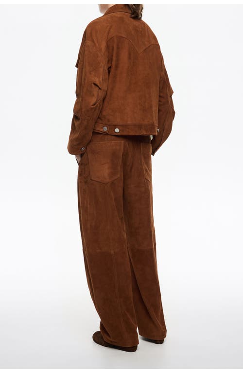 Bimba Y Lola Leather Barrel Leg Trousers In Brown