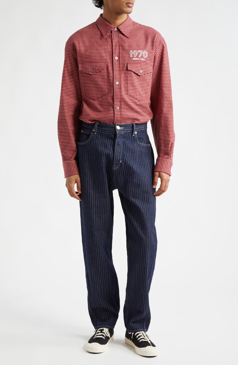 KENZO 1970 Archive Military Check Button-Up Shirt, Alternate, color, 