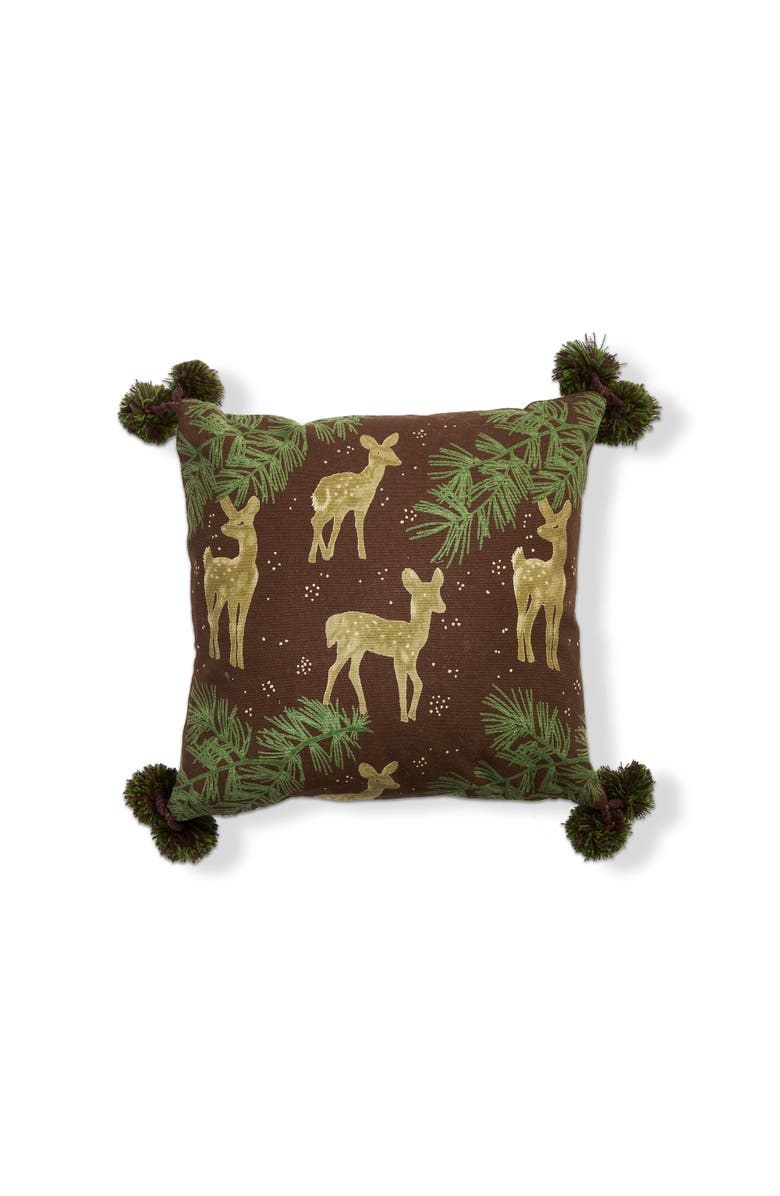 tag Wilde Pine Deer Throw Pillow - Christmas Decor, Brown Multi, Main, color,