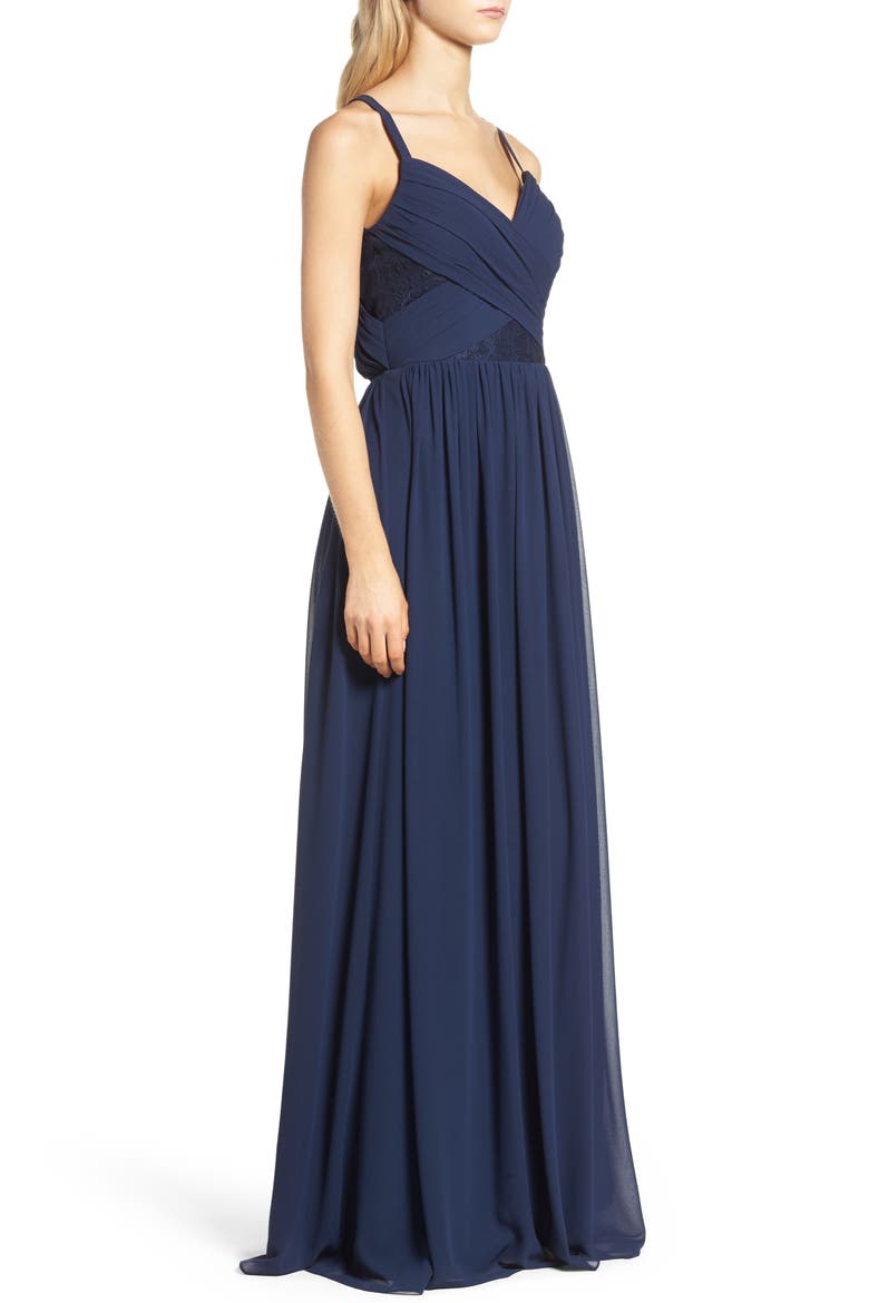 Sleeveless Chiffon Gown, Alternate, color, NAVY
