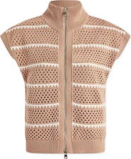 Varley Haney Stripe Pointelle Knit Zip Front Sweatshirt