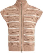 Varley Haney Stripe Pointelle Knit Zip Front Sweatshirt