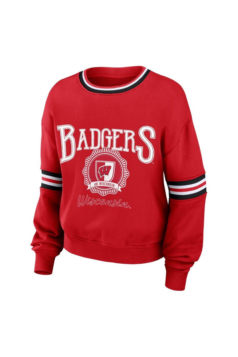 Women's WEAR by Erin Andrews Red Wisconsin Badgers Vintage Pullover Sweatshirt, Alternate, color, Red