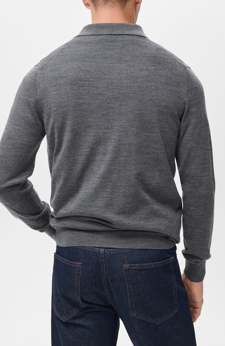 MANGO Wool Sweater Polo, Alternate, color, Medium Heather Grey
