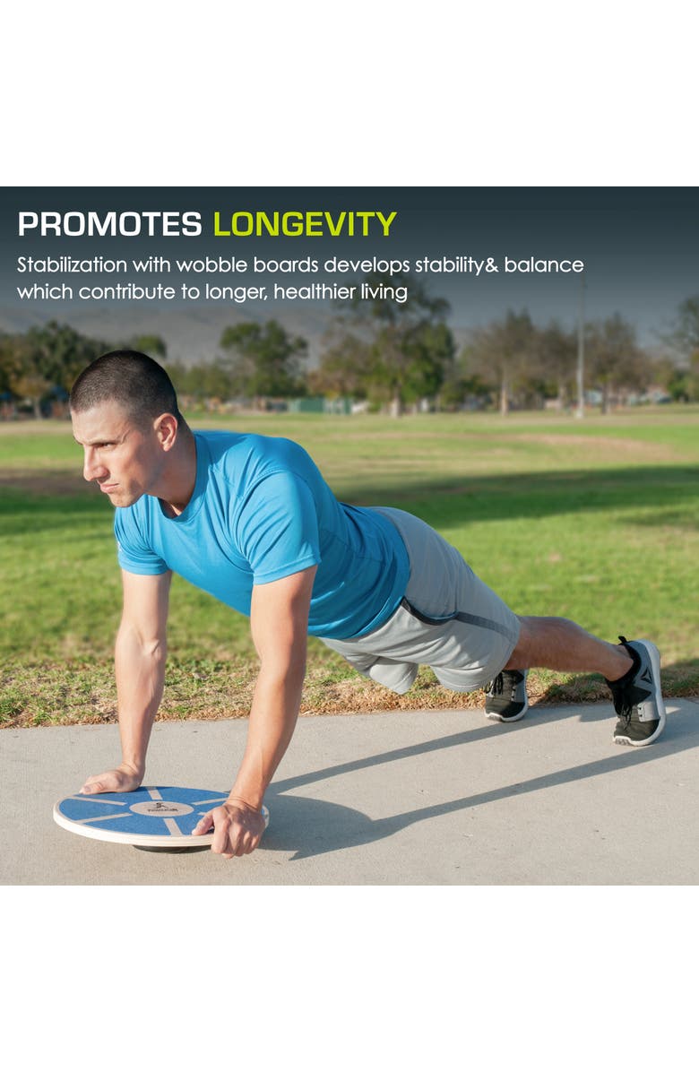 ProsourceFit Wooden Balance Board, Alternate, color, Blue