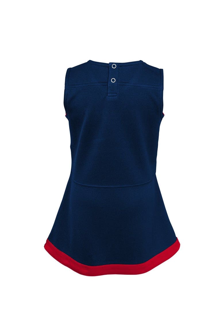 Girls Toddler Navy New England Patriots Cheer Captain Dress with Bloomers, Alternate, color, Navy