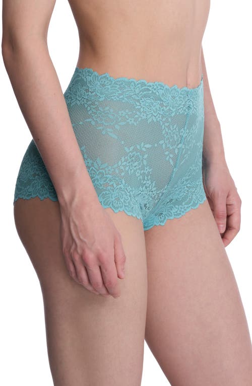 Natori Heavenly Lace Boyshorts In Electric Aqua