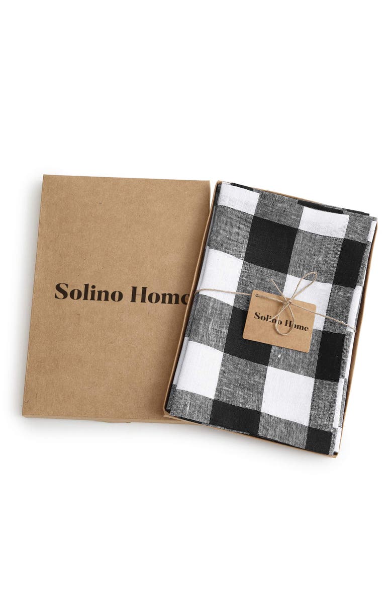 Solino Home Linen Dinner Napkins - Buffalo Check, 20" x 20" Inch, Alternate, color, Black And White