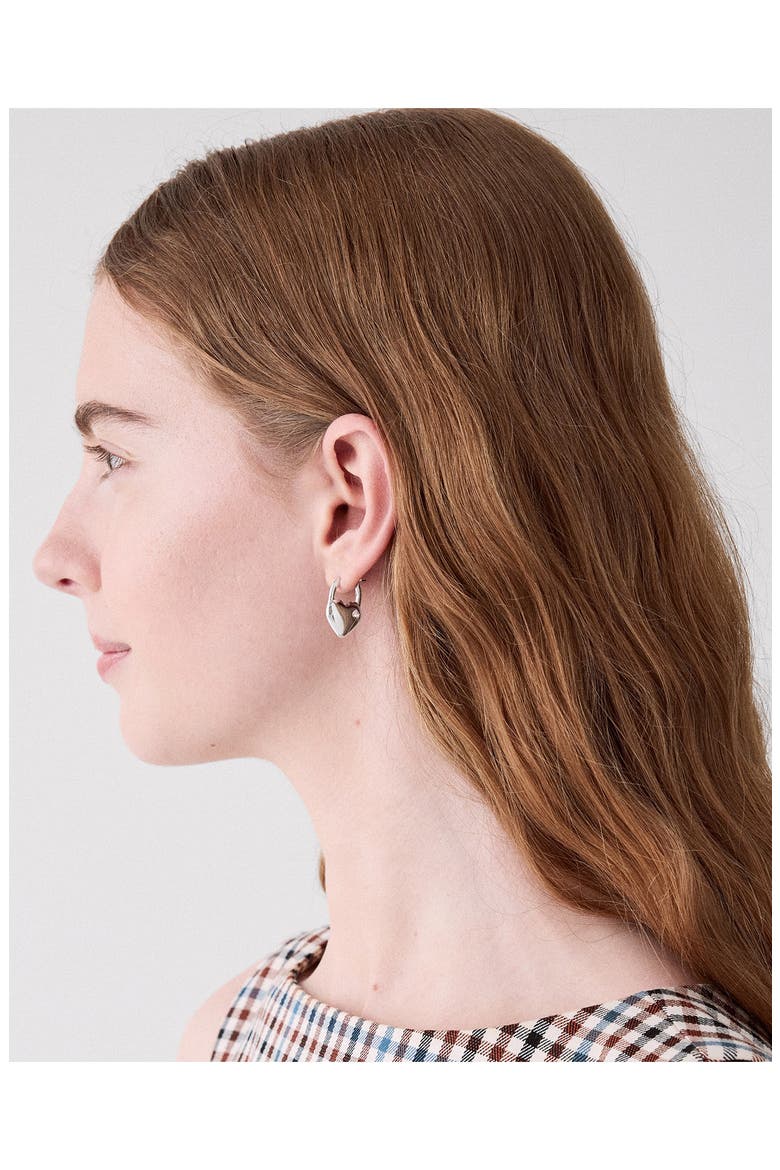 Heart Spade Huggie Hoop Earrings, Alternate, color, SILVER