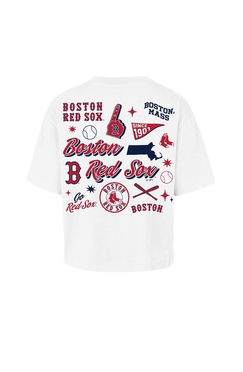 '47 Women's '47 White Boston Red Sox Collage Script Reed City T-Shirt, Alternate, color,