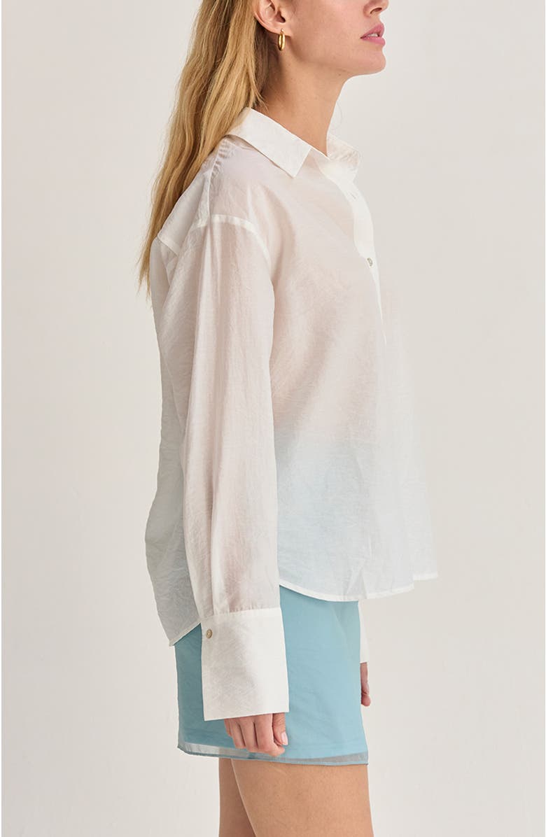 CRESCENT Crinkled Tencel Button Up Shirt, Alternate, color, White